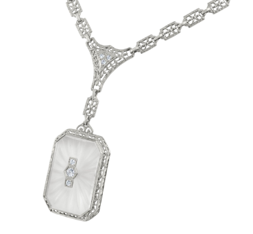 art deco náhrdleník s křišťálem a diamanty